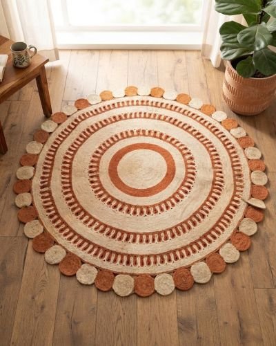 Braided Jute Round Rug Natural Fiber