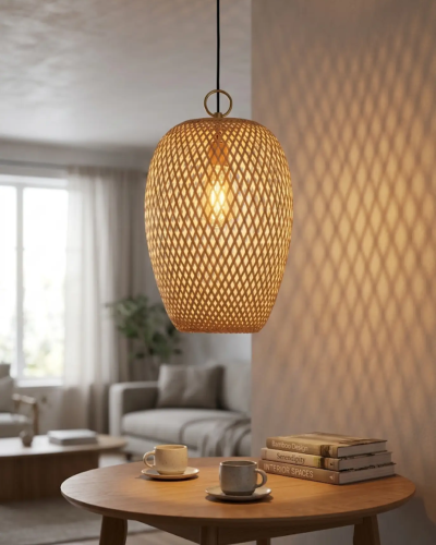 Bamboo Pendant Lamp Natural Rattan Lighting Decor