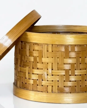 Bamboo Storage Container with Lid Natural Home Decor