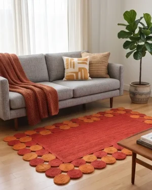 Red Color Handcrafted Jute Rugs