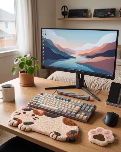 Handmade tufted Cat‑Design Wrist Rest