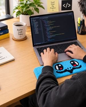 Cute Hand‑Tufted Wrist Rest for Keyboard