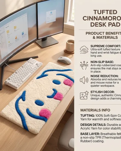 Cute Hand‑Tufted Wrist Rest for Keyboard