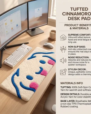 Cute Hand‑Tufted Wrist Rest for Keyboard