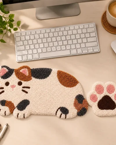 Handmade tufted Cat‑Design Wrist Rest