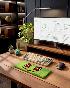 Hand‑Tufted Bulbasaur Keyboard Wrist Rest