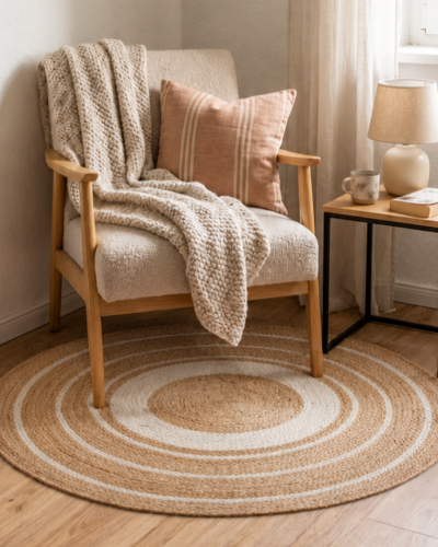 Eco friendly round jute rug