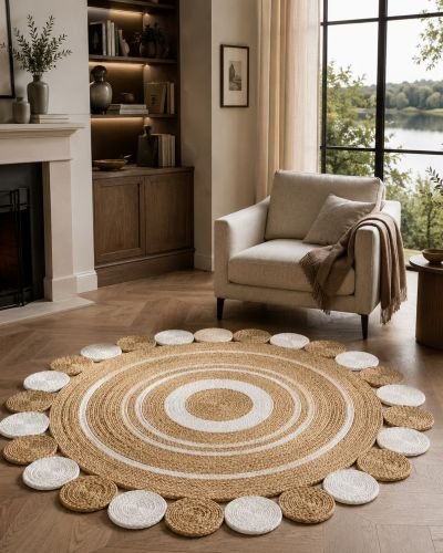 Durable round Jute Rug