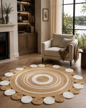 Durable round Jute Rug