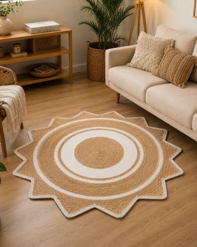 Jute Star Shape Natural Rug