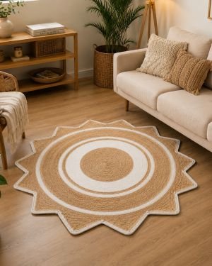 Jute Star Shape Natural Rug