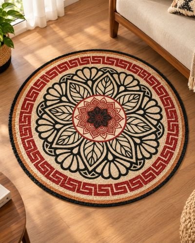 Mandala Design Jute Rug