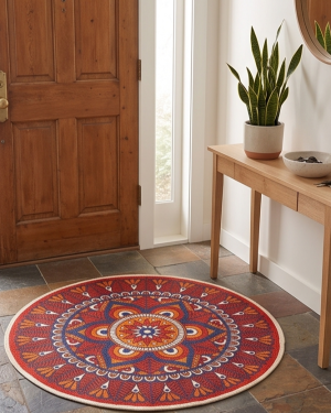 Handcrafted Mandala Jute Rug