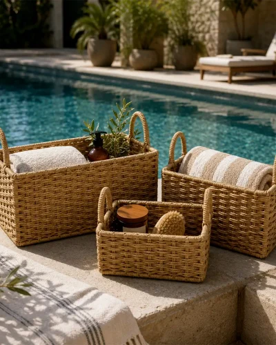 Handcrafted Natural Jute Storage Basket Set