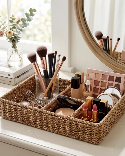 Handwoven Multi-Compartment Seagrass Organizer