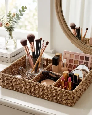 Handwoven Multi-Compartment Seagrass Organizer
