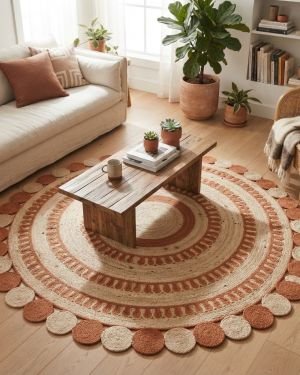 Braided Jute Round Rug Natural Fiber