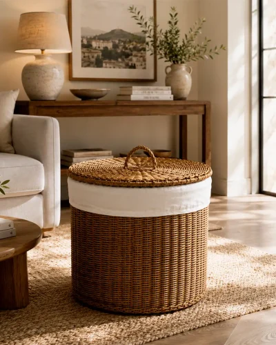 Handwoven Seagrass Storage Basket with Lid