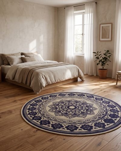 Floral Mandala Printed Jute Rug