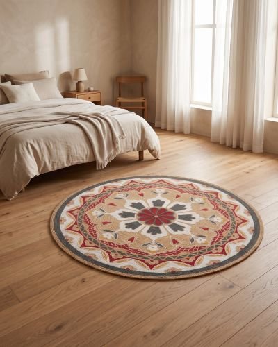 Artisan Bangla Premium Handprinted Mandala Jute Rug