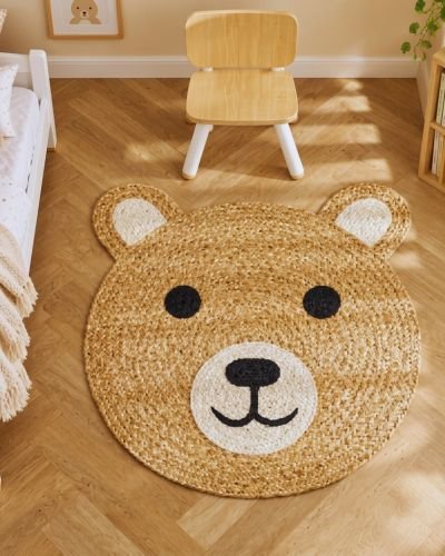 Handwoven Bear Shape Kids Jute Rug
