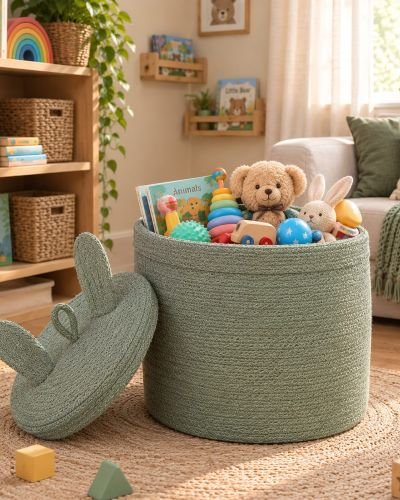 Handmade Covered Jute Basket
