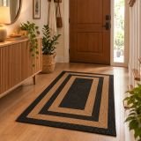 Black & Brown Natural Weave Jute Rug